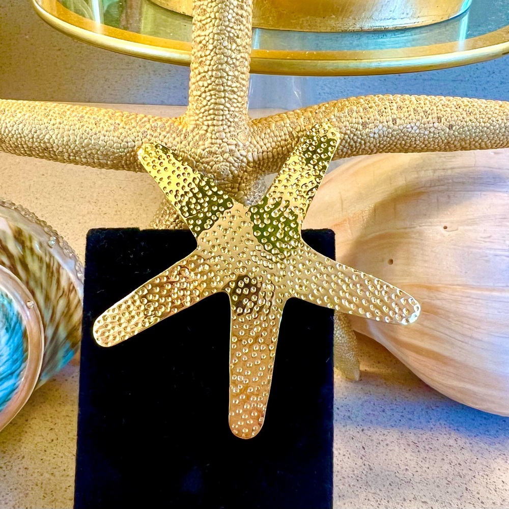 Vermeil Gold over Sterling Silver Starfish Pin 3 1/4”